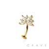 MULTI CZ MARQUISE FLOWER TOP 316L SURGICAL STEEL THREADLESS FLOATING BELLY BUTTON RING